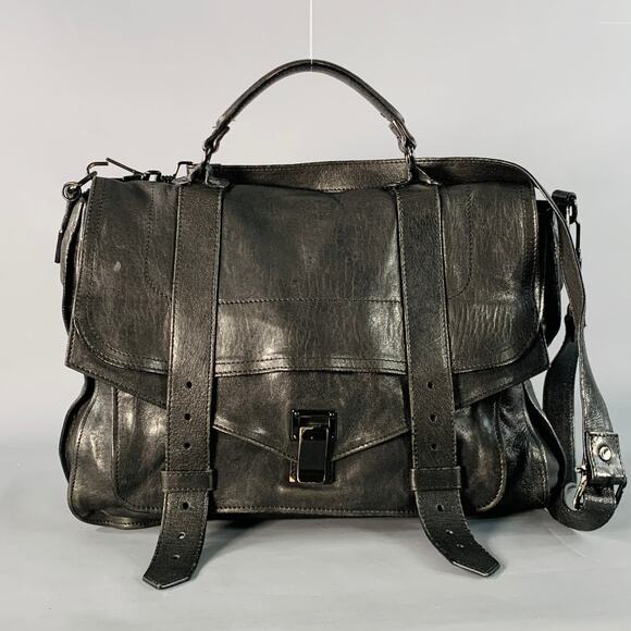 PROENZA SCHOULER PS1 Medium Black Leather Satchel Handbag - Picture 1 of 14